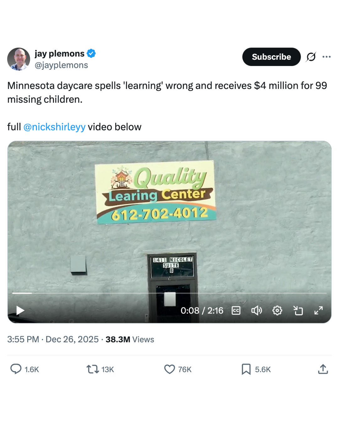 X post screenshot featuring the Quality Learning Center post.